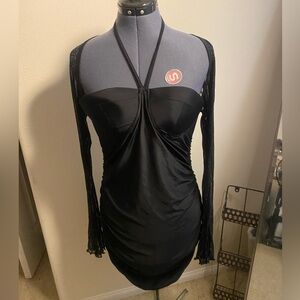 Halter Sparkle Sleeve Dress